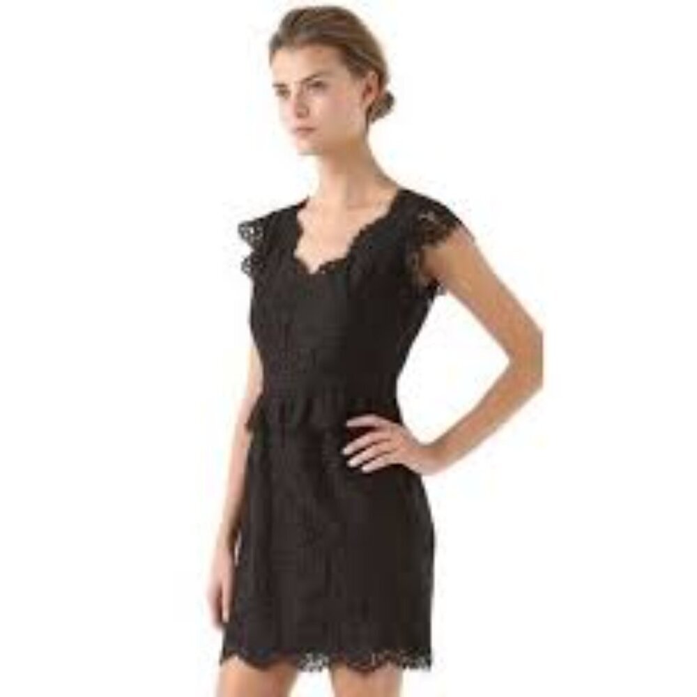 Joie Lebanon Lace Mini Dress Black M Cocktail Party